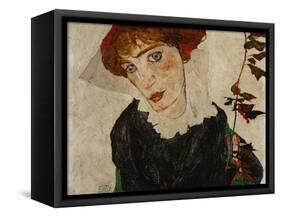 Bildnis Wally. Oil on wood (1912) 32.7 x 39.8 cm L 212.-Egon Schiele-Framed Stretched Canvas