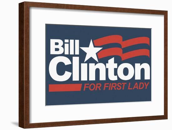 Bill Clinton For First Lady Grey Fan Sign-null-Framed Poster