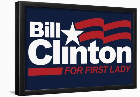 Bill Clinton For First Lady Navy Fan Sign-null-Framed Poster