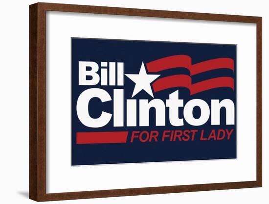 Bill Clinton For First Lady Navy Fan Sign-null-Framed Poster