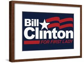 Bill Clinton For First Lady Navy Fan Sign-null-Framed Poster