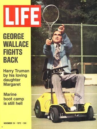 George Wallace in Wheelchair, About to Hit Tennis Ball, November 24, 1972