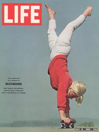 Girl Doing Handstand on Skateboard, May 14, 1965