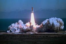 Space Shuttle Challenger Blasting off into Sky-Bill Mitchell-Mounted Photographic Print