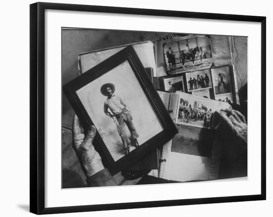 Bill Pickett, Cowboy in Framed Photo of Scrapbook of Cowhand Johnny Mullin-null-Framed Photographic Print