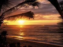 Surfers at Sunset, Oahu, Hawaii-Bill Romerhaus-Framed Photographic Print