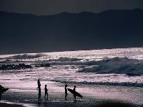 Surfers at Sunset, Oahu, Hawaii-Bill Romerhaus-Framed Photographic Print