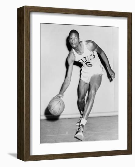 Bill Russell in His Boston Celtics Uniform in 1958-null-Framed Photo