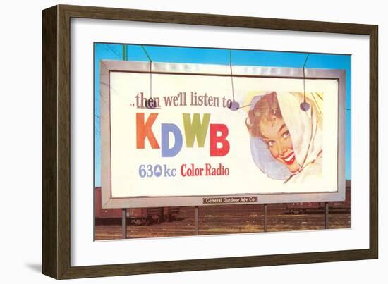 Billboard, Ad for Radio Station, Retro-null-Framed Art Print