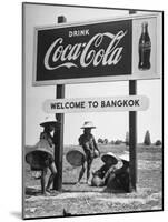 Billboard Advertising Coca Cola at Outskirts of Bangkok with Welcoming Sign "Welcome to Bangkok"-Dmitri Kessel-Mounted Photographic Print