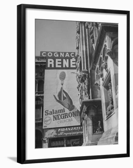 Billboard Advertising Salami Next Door to the Duomo-Alfred Eisenstaedt-Framed Photographic Print