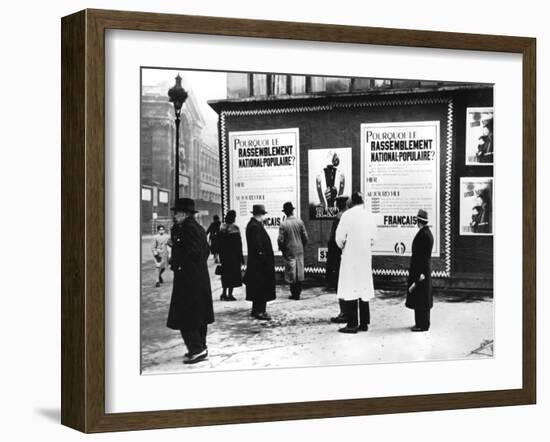 Billboard Dispaying Rassemblement Nationale Populaire Posters, German-Occupied Paris, February 1941-null-Framed Giclee Print
