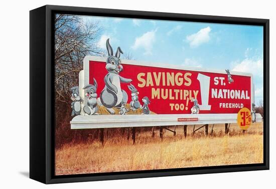 Billboard for Savings, Rabbits-null-Framed Stretched Canvas