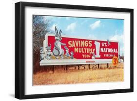 Billboard for Savings, Rabbits-null-Framed Art Print