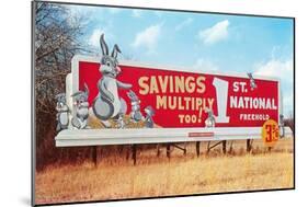 Billboard for Savings, Rabbits-null-Mounted Art Print