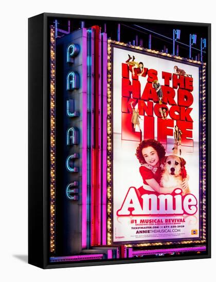 Billboard of Annie The Musical at the Palace Theatre on Broadway and Times Square at Night-Philippe Hugonnard-Framed Stretched Canvas