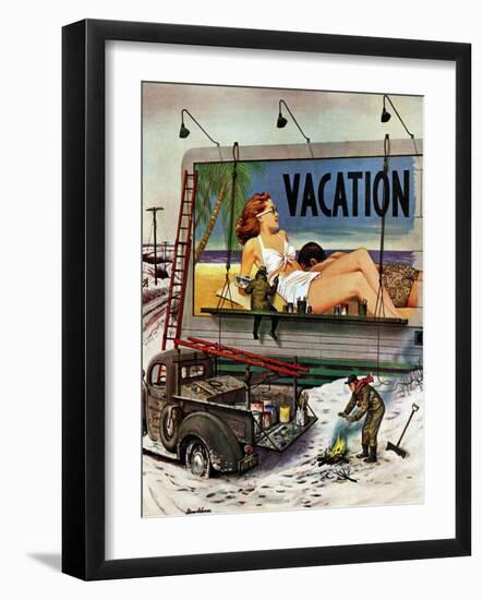 "Billboard Painters in Winter," February 14, 1948-Stevan Dohanos-Framed Giclee Print