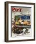 "Billboard Painters in Winter," Saturday Evening Post Cover, February 14, 1948-Stevan Dohanos-Framed Premium Giclee Print