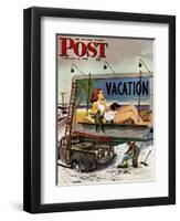 "Billboard Painters in Winter," Saturday Evening Post Cover, February 14, 1948-Stevan Dohanos-Framed Premium Giclee Print