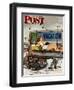 "Billboard Painters in Winter," Saturday Evening Post Cover, February 14, 1948-Stevan Dohanos-Framed Premium Giclee Print