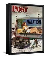 "Billboard Painters in Winter," Saturday Evening Post Cover, February 14, 1948-Stevan Dohanos-Framed Stretched Canvas