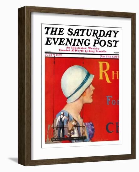 "Billboard Painters," Saturday Evening Post Cover, July 9, 1932-Penrhyn Stanlaws-Framed Giclee Print