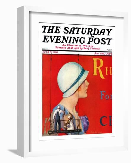 "Billboard Painters," Saturday Evening Post Cover, July 9, 1932-Penrhyn Stanlaws-Framed Giclee Print