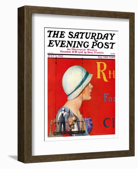 "Billboard Painters," Saturday Evening Post Cover, July 9, 1932-Penrhyn Stanlaws-Framed Giclee Print