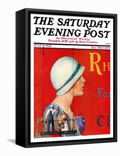 "Billboard Painters," Saturday Evening Post Cover, July 9, 1932-Penrhyn Stanlaws-Framed Stretched Canvas
