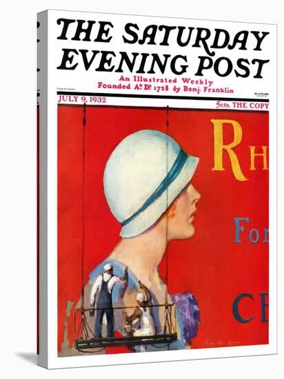 "Billboard Painters," Saturday Evening Post Cover, July 9, 1932-Penrhyn Stanlaws-Stretched Canvas