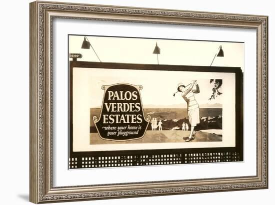 Billboard, Palos Verdes Estates, Golfer-null-Framed Art Print