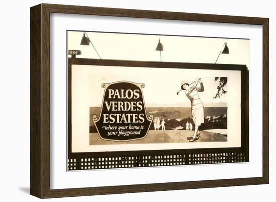 Billboard, Palos Verdes Estates, Golfer-null-Framed Art Print
