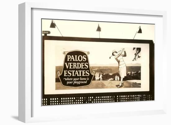 Billboard, Palos Verdes Estates, Golfer-null-Framed Art Print
