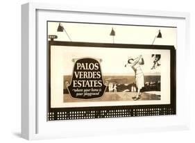 Billboard, Palos Verdes Estates, Golfer-null-Framed Art Print