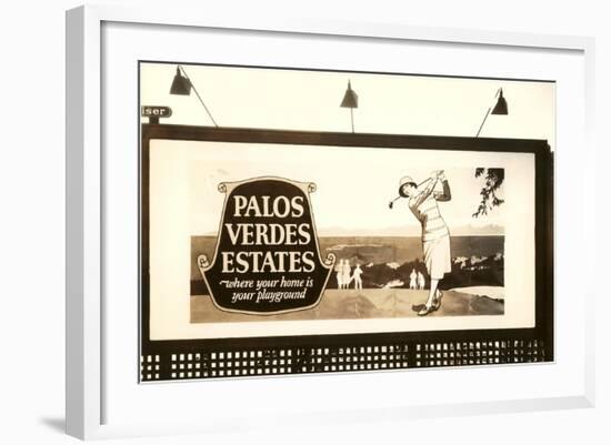 Billboard, Palos Verdes Estates, Golfer-null-Framed Art Print