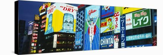 Billboards Lit Up at Night, Dotombori District, Osaka, Japan-null-Stretched Canvas