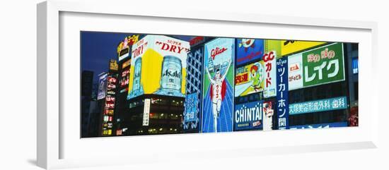 Billboards Lit Up at Night, Dotombori District, Osaka, Japan-null-Framed Photographic Print