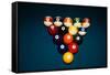 Billiard Balls Racked Up on Pool Table-null-Framed Stretched Canvas