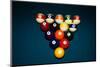 Billiard Balls Racked Up on Pool Table-null-Mounted Premium Photographic Print