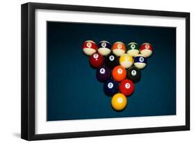 Billiard Balls Racked Up on Pool Table-null-Framed Photographic Print