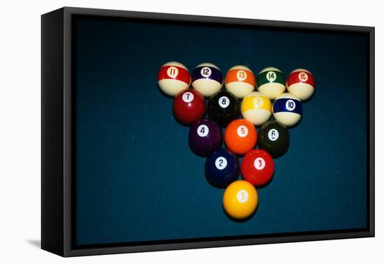 Billiard Balls Racked Up on Pool Table-null-Framed Stretched Canvas