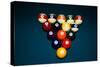 Billiard Balls Racked Up on Pool Table-null-Stretched Canvas