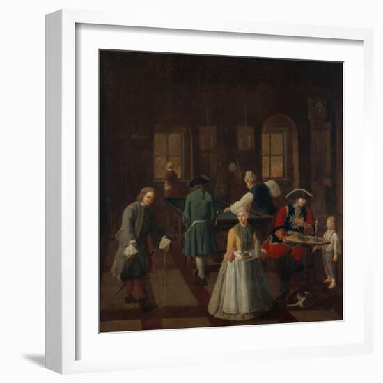 Billiards - from a Series of Four Paintings Showing People at Leisure, 18th Century-null-Framed Giclee Print