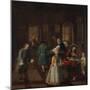 Billiards - from a Series of Four Paintings Showing People at Leisure, 18th Century-null-Mounted Giclee Print