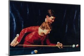 Billiards Is Easy to Learn (or Couple Playing Billiards)-Norman Rockwell-Mounted Giclee Print