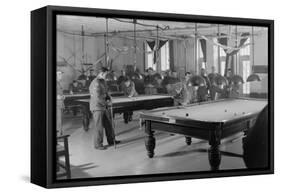 Billiards Room for Soldiers at the Y.M.C.A. Photograph-Lantern Press-Framed Stretched Canvas