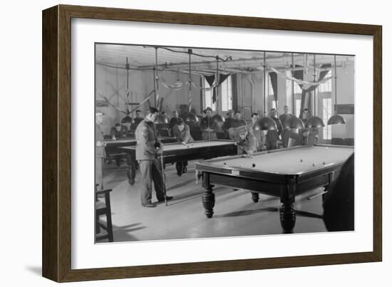 Billiards Room for Soldiers at the Y.M.C.A. Photograph-Lantern Press-Framed Art Print