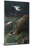 Billings, Montana, Aerial View of the City from the Rim Rocks at Night-Lantern Press-Mounted Art Print