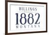 Billings, Montana - Established Date (Blue)-Lantern Press-Framed Premium Giclee Print