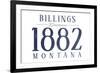 Billings, Montana - Established Date (Blue)-Lantern Press-Framed Premium Giclee Print